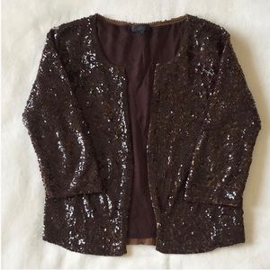 J. Crew Collection Brown Sequin Cardigan Sweater